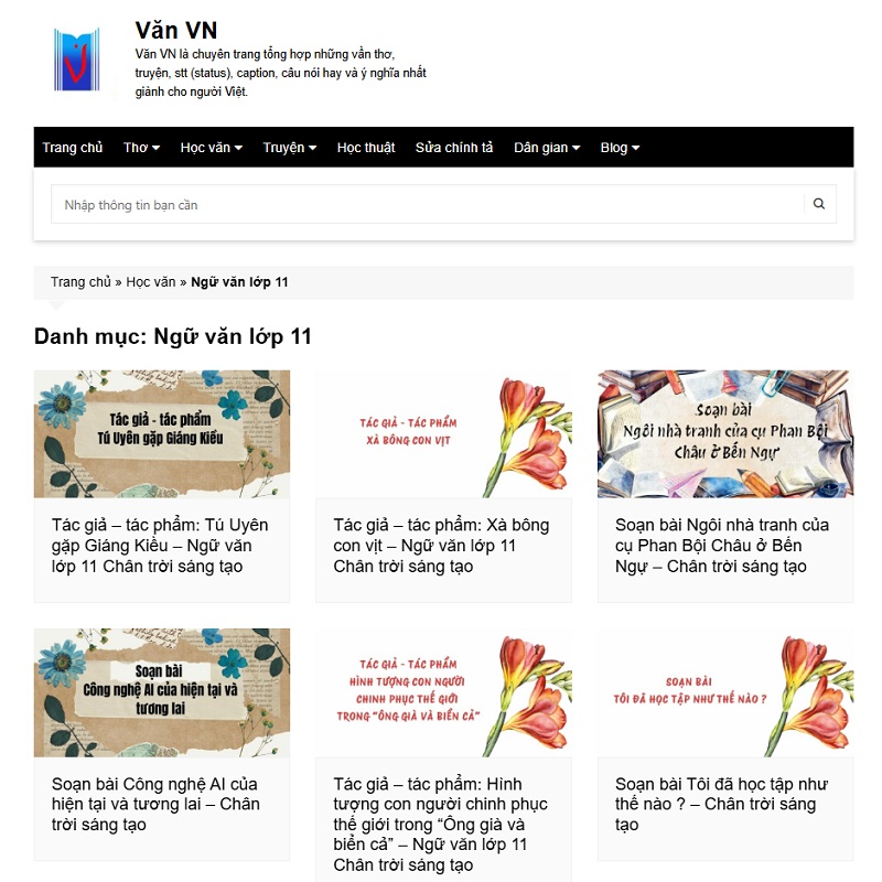 Điểm qua nội dung văn học chất lượng tại Vanvn